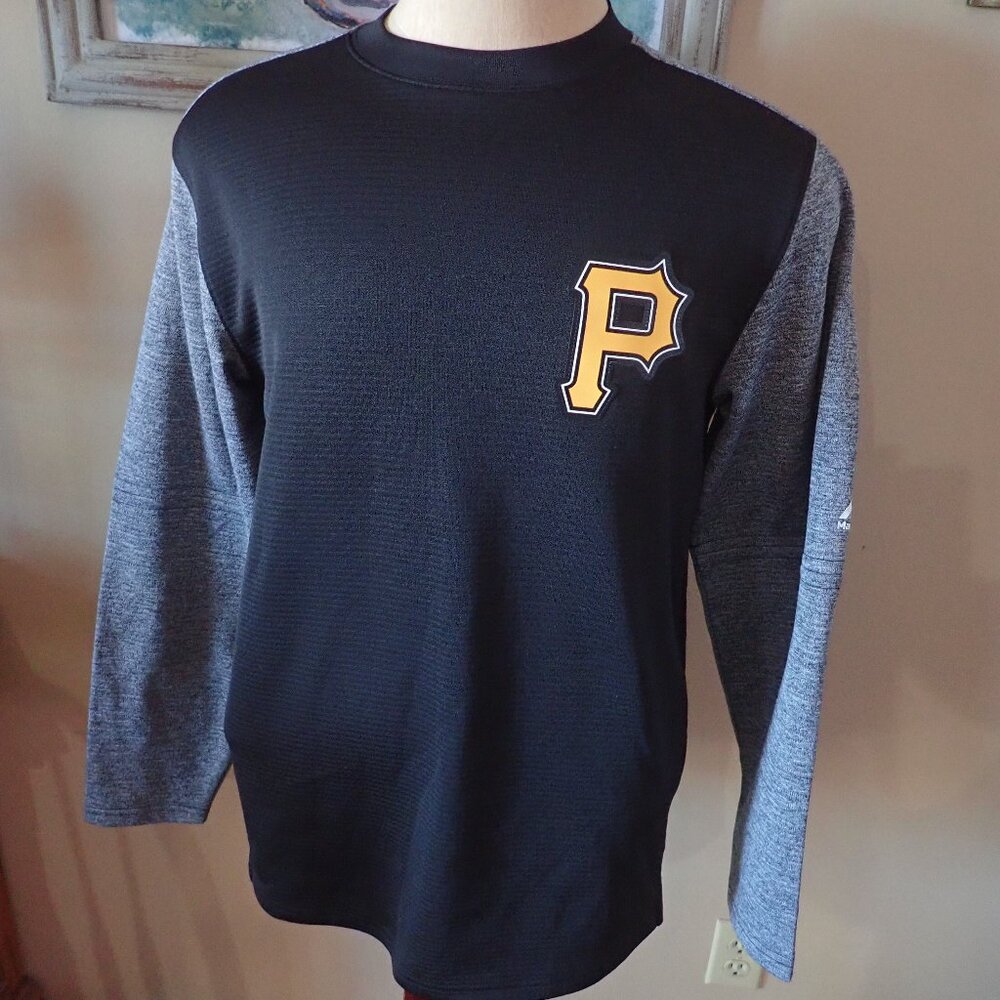 Pittsburgh Pirates Majestic Men's Therma-Base Pullover Black/Gray Sz M - MINT
